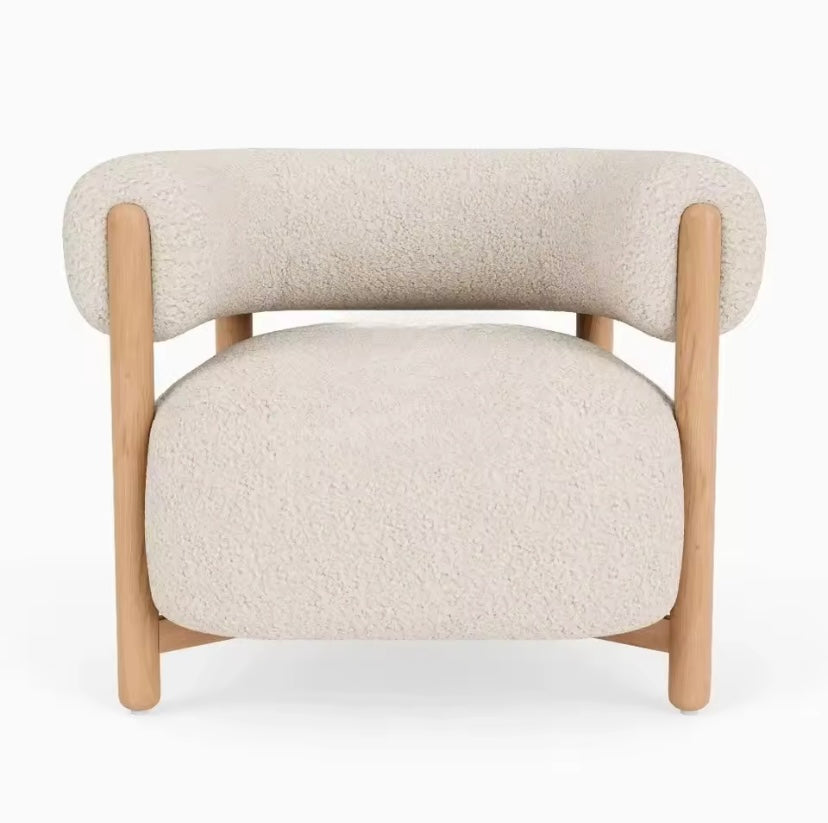 P Nordic simple solid wood living room single sofa chair creative homestay hotel model room reception leisure chair.