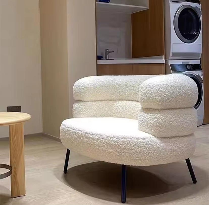 Modern Living Room1-Person Sofa Comfortable Bedroom Fluff Armchair Nordic Simple Nail Salon Makeup Chair Dressing Table Stool.