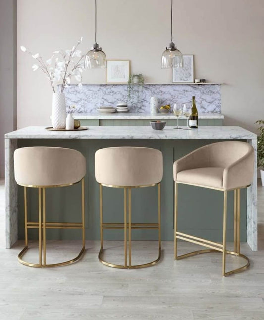 for Nordic Design High Leg Bar Stool Stainless Steel Furniture Dining PU Leather Cafe Counter Chairs Leisure for Apartment Use.