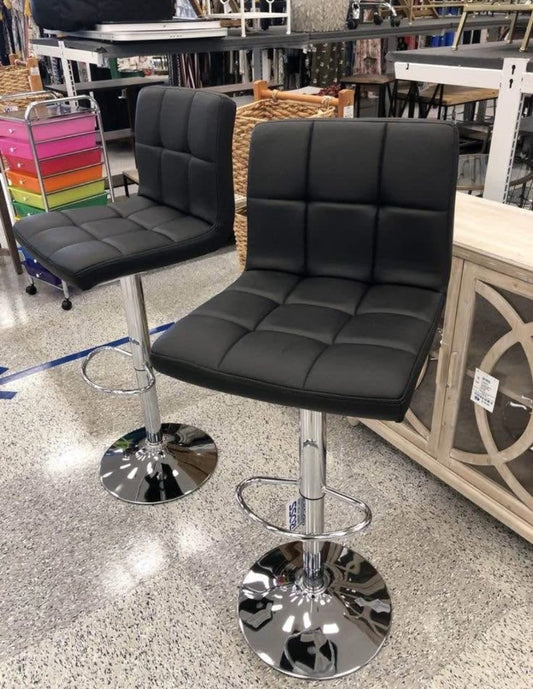 Adjustable Faux Leather Counter-Height Bar Stools, Mid-Back Design.