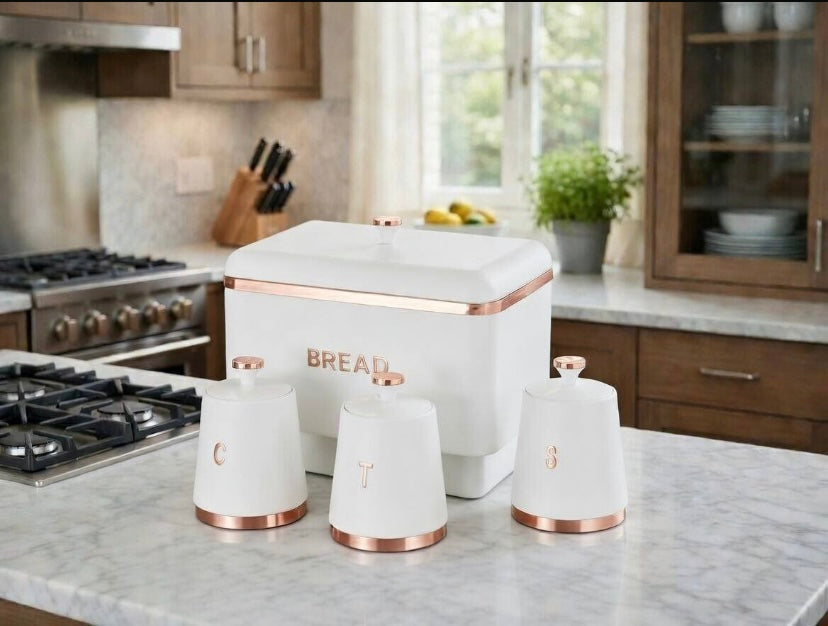 4pcs Bread Bin and Canisters