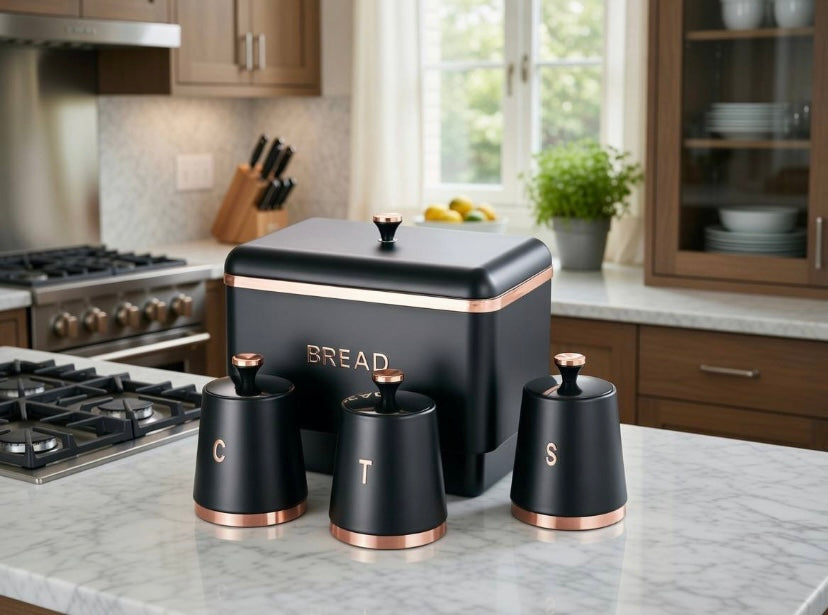 4pcs Bread Bin and Canisters