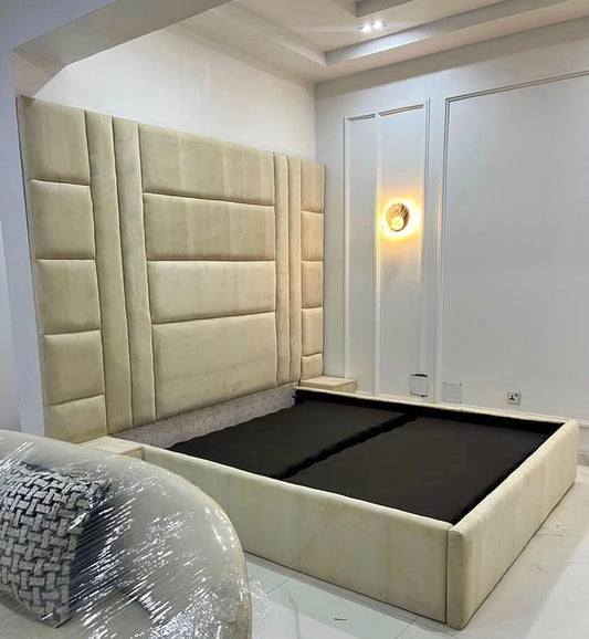 Luxury Modern Double Size Base with Headboard Available In different colours.