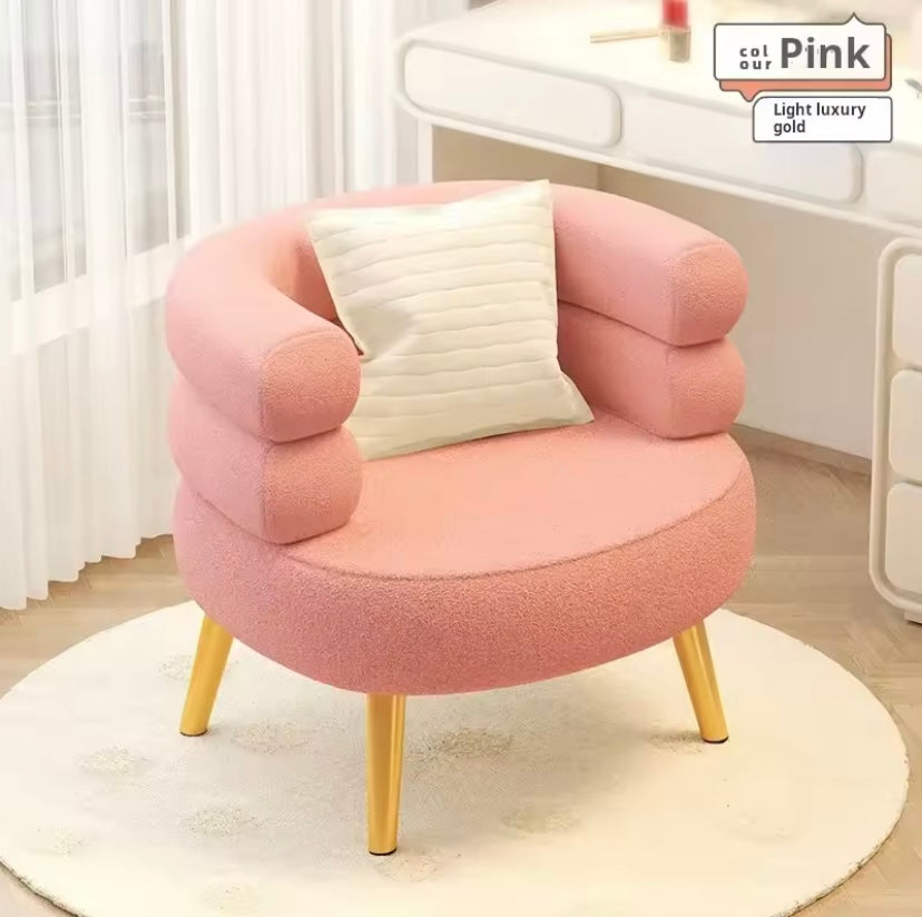 Modern Living Room1-Person Sofa Comfortable Bedroom Fluff Armchair Nordic Simple Nail Salon Makeup Chair Dressing Table Stool.