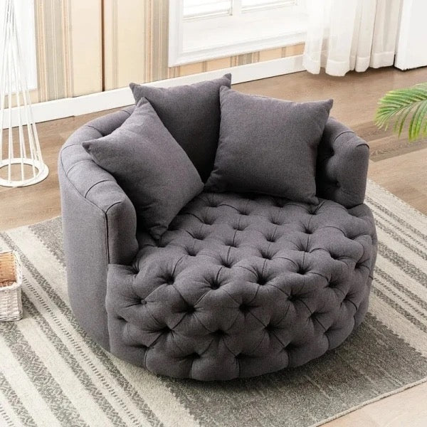 Microfiber fabric swivel chair,  with memory foam and lumbar cushion, single seater luxury armchair