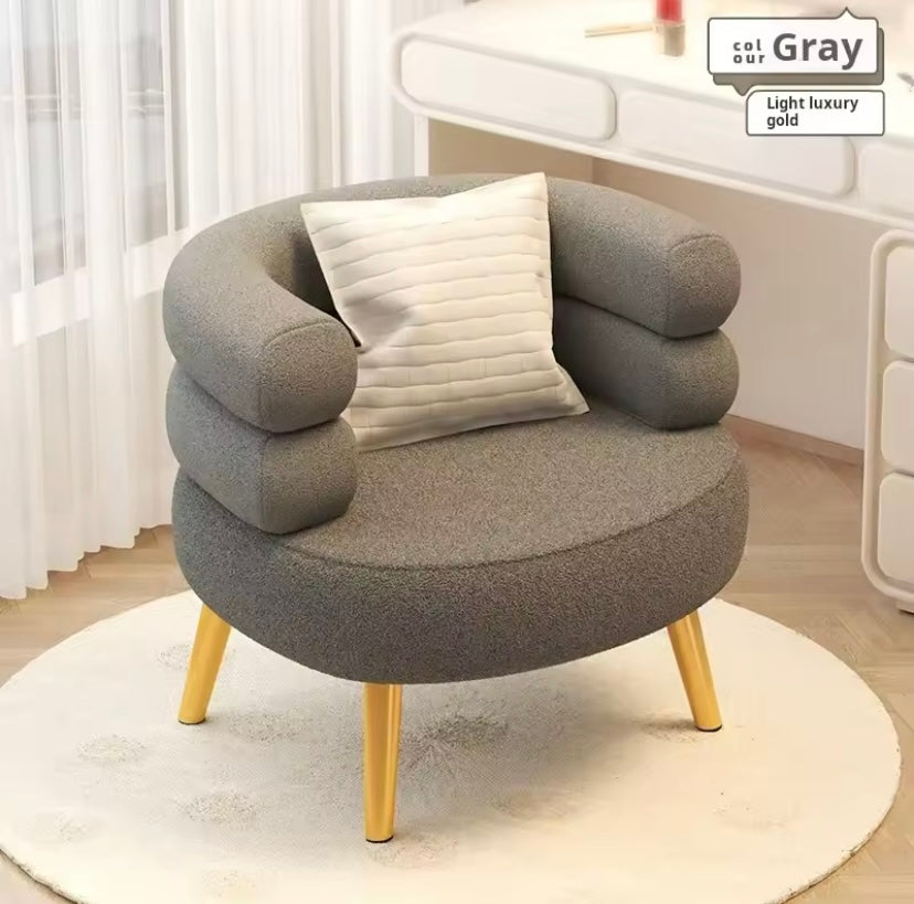 Modern Living Room1-Person Sofa Comfortable Bedroom Fluff Armchair Nordic Simple Nail Salon Makeup Chair Dressing Table Stool.