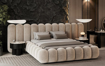 Double Bed Frame with Headboard | Modern Upholstered Bed