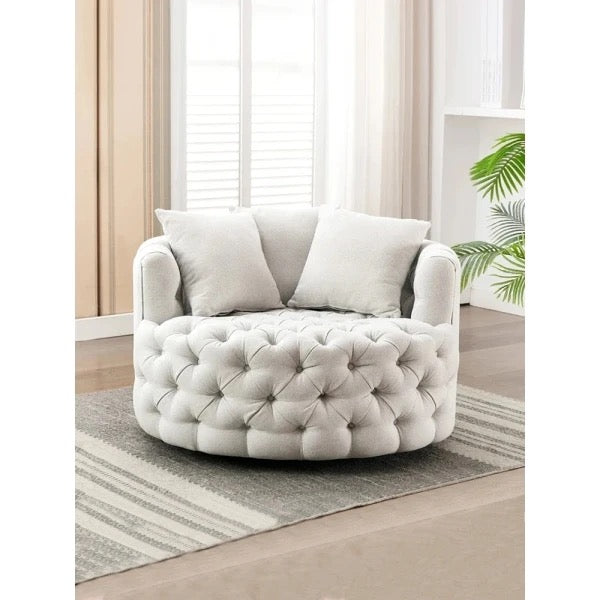 Microfiber fabric swivel chair,  with memory foam and lumbar cushion, single seater luxury armchair