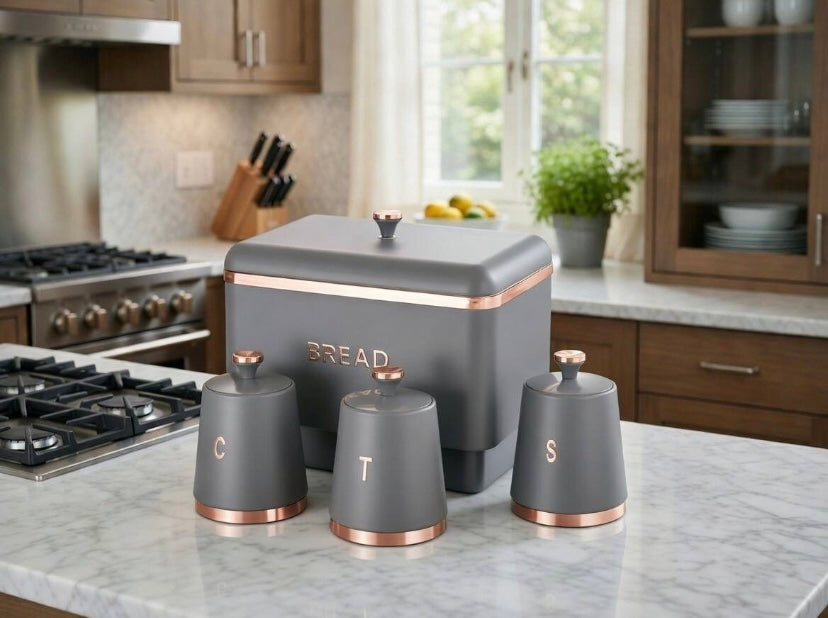 4pcs Bread Bin and Canisters