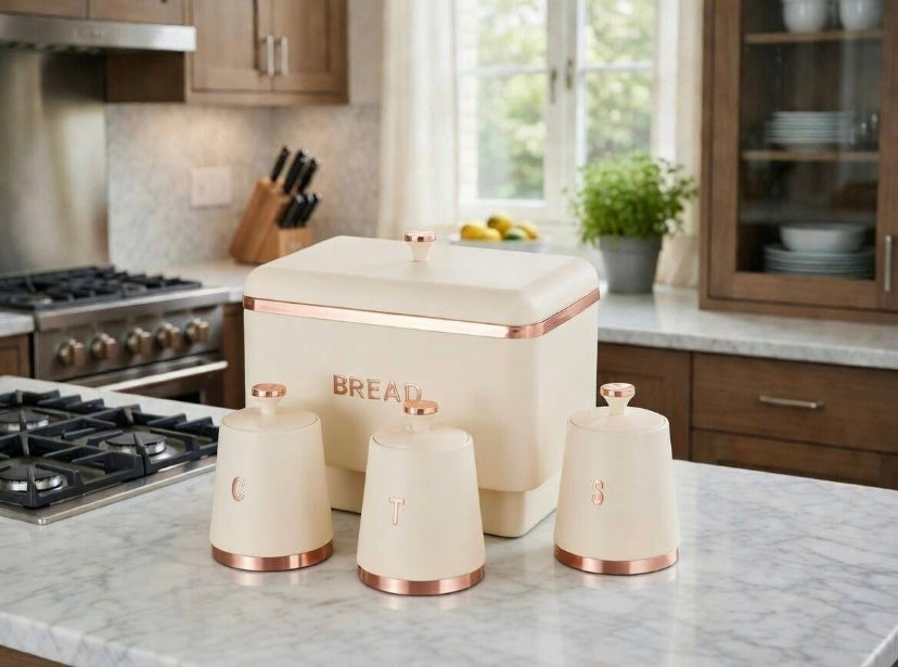 4pcs Bread Bin and Canisters
